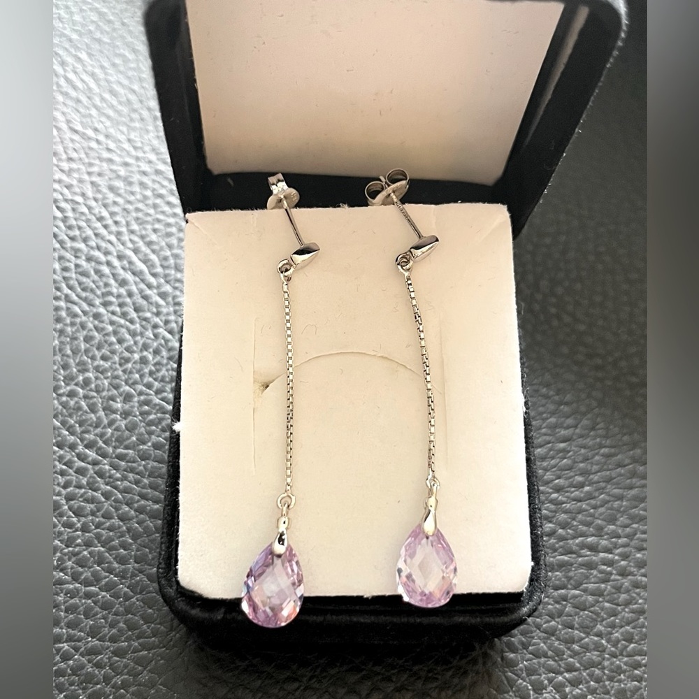 Sterling silver drop earrings.